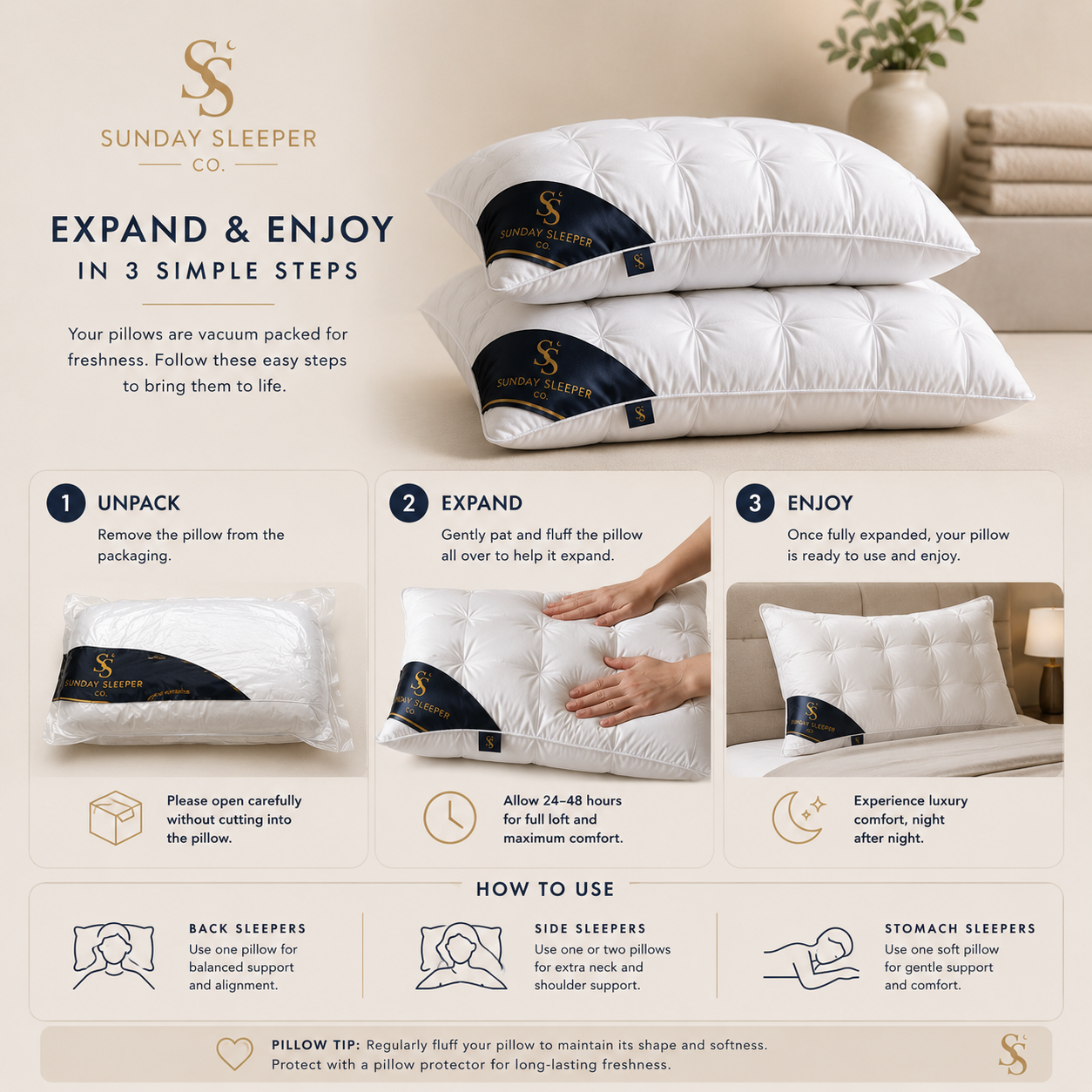 Sunday Sleeper Hotel Collection Pillow